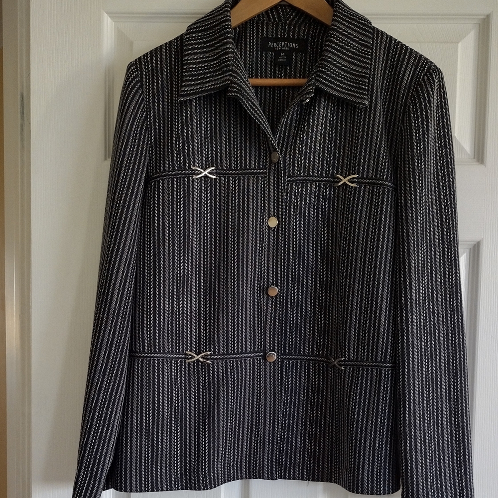 3/$30 Perceptions Women's Suit Jacket With Silver-tone Accents